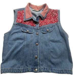 Rosette’s Denim Jacket XL Women’s Button Red accent Western Country Casual